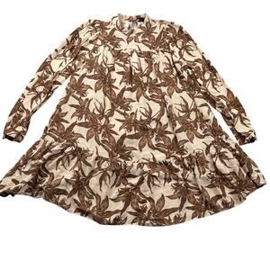 Love Republic Dress Womens EUR 42 / US 10 Tan Brown Floral Long Sleeve Boho